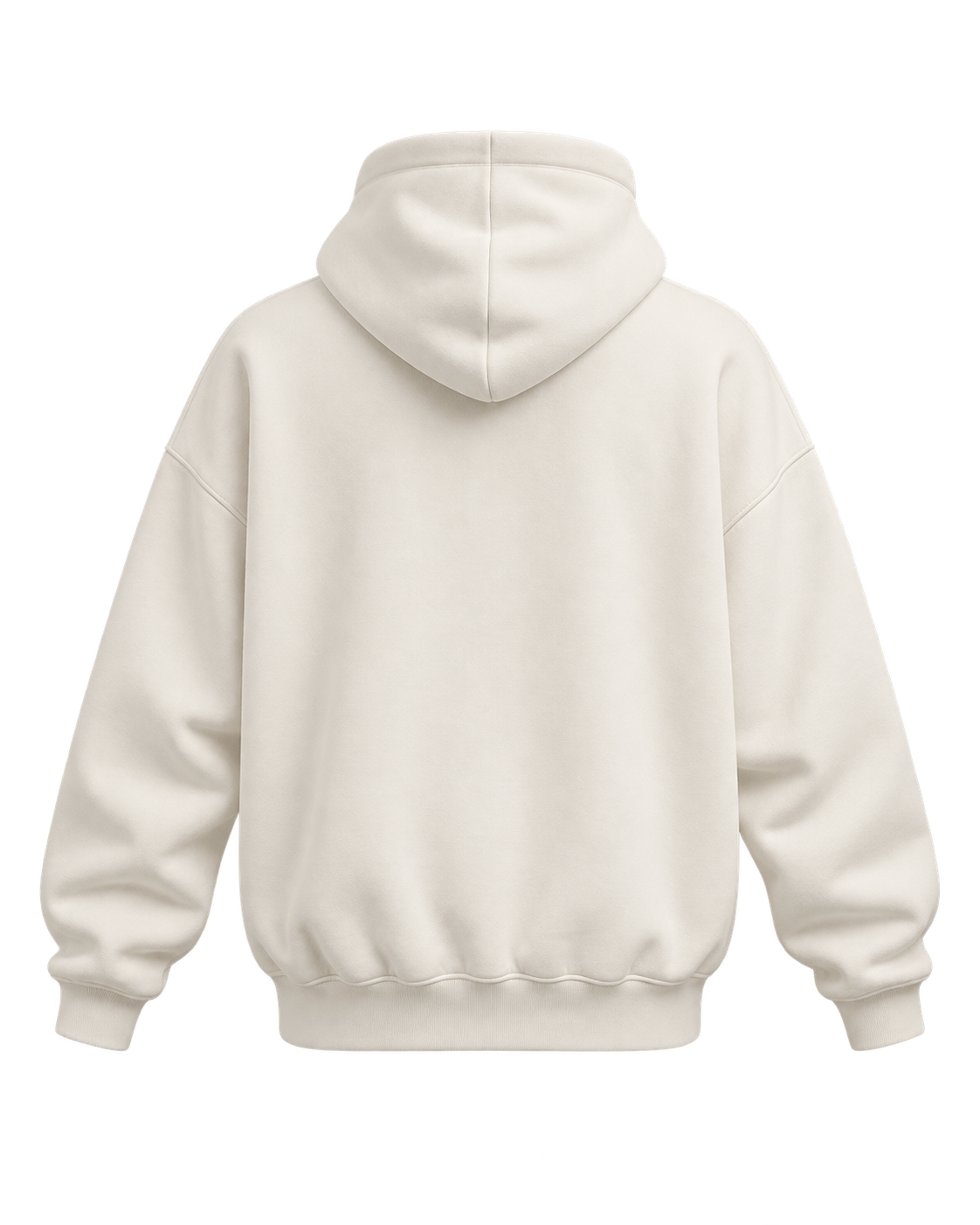 Cream Moodie hoodie shown from the back